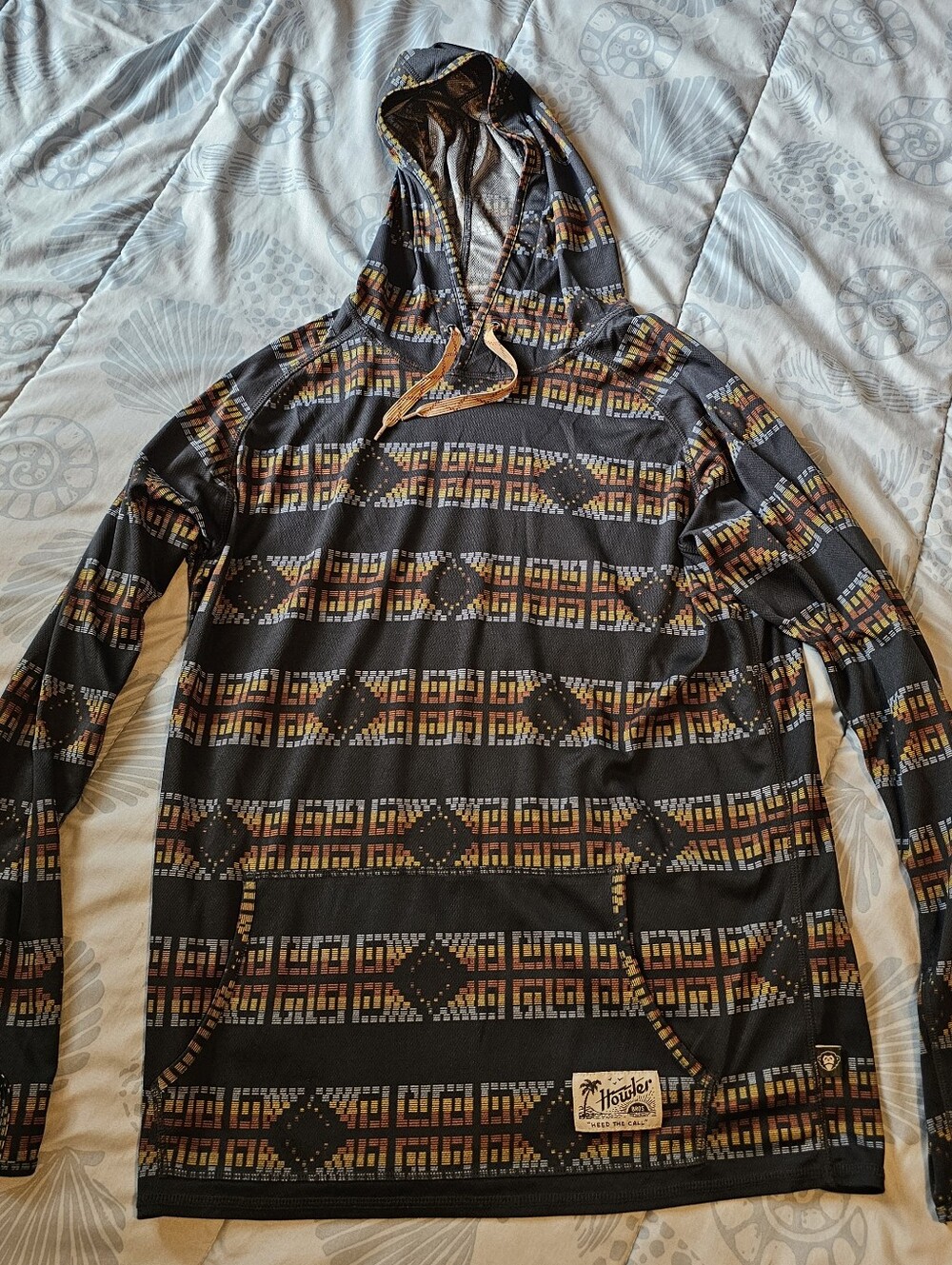 Mens Blue Patterned Howler Brothers Pullover Hoodie